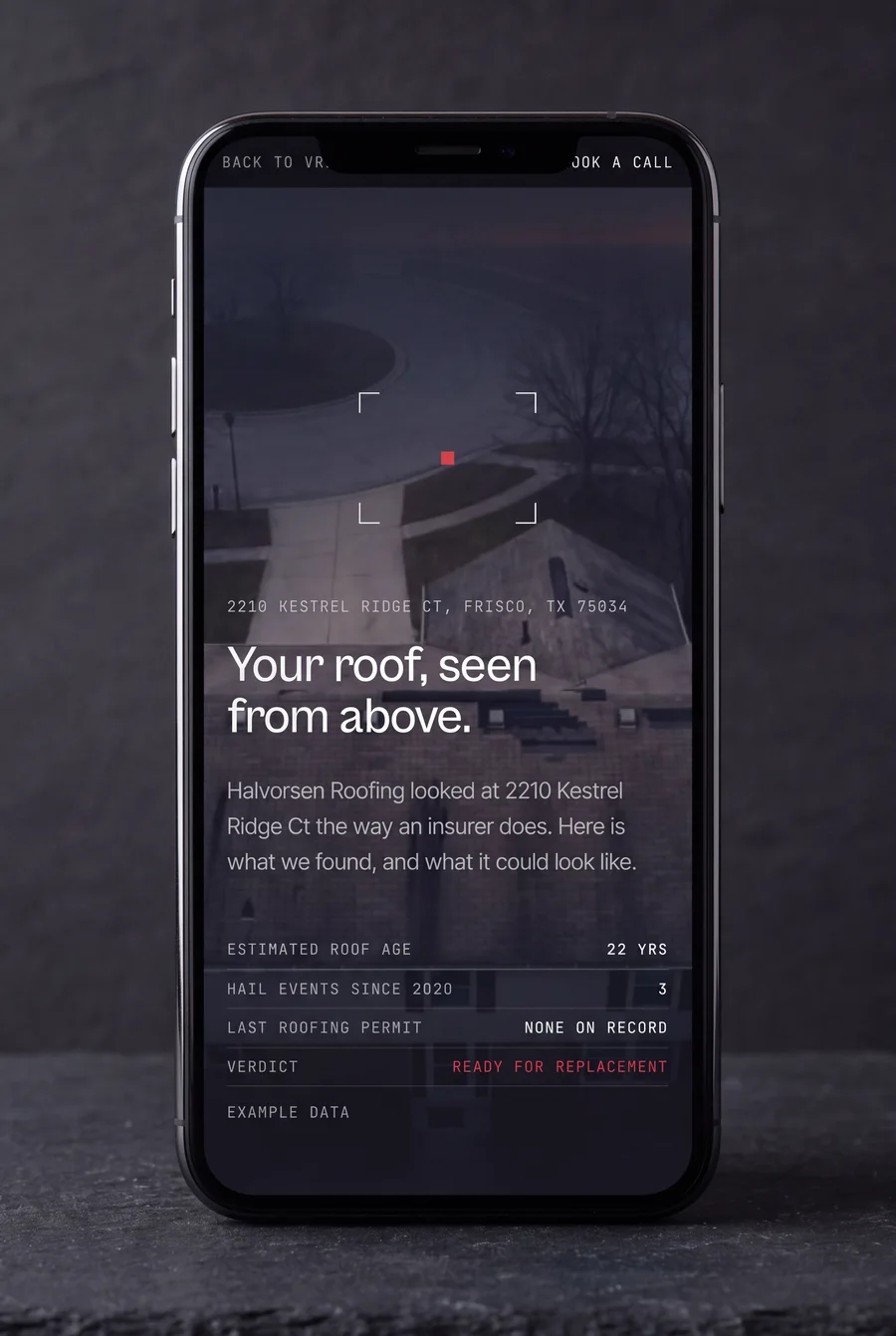 Phone showing the homeowner's personalized page.